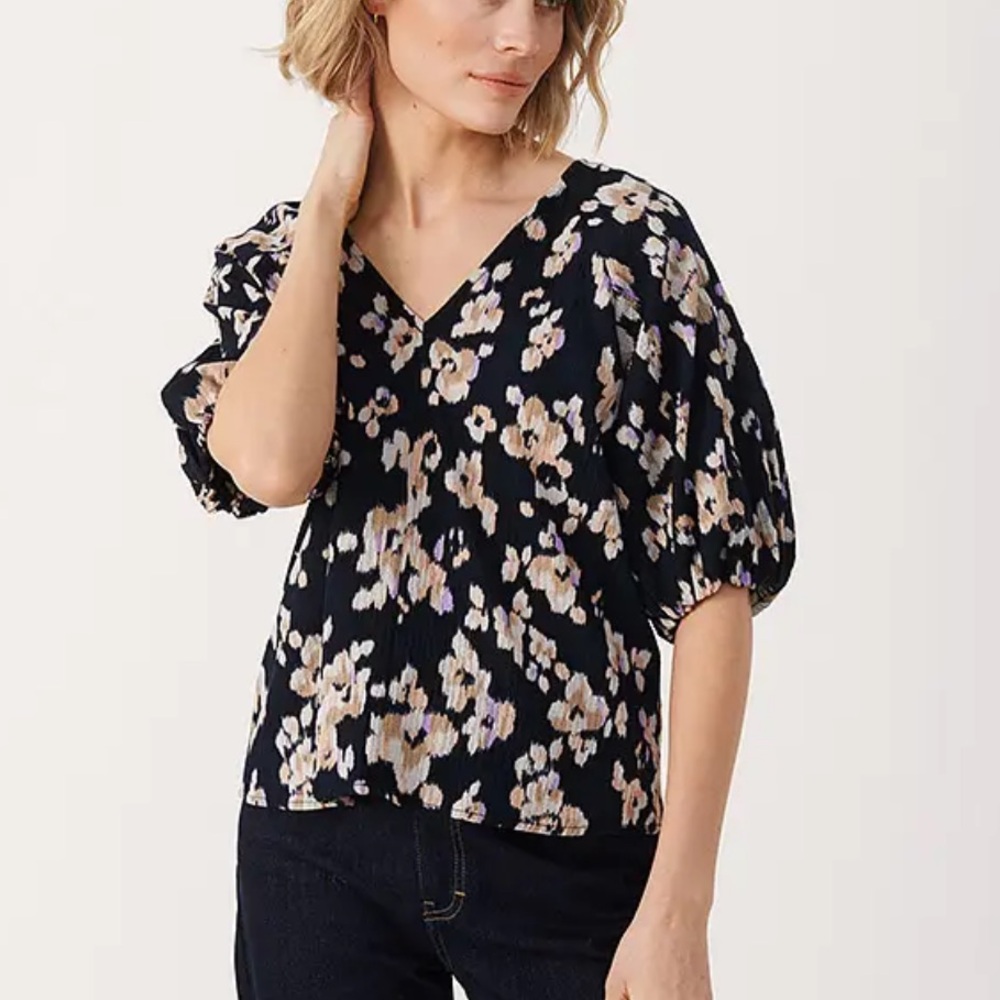 PART TWO Women's Otelia Blouse Blurred Flower Print Puff Sleeve Top Euro‎ 36